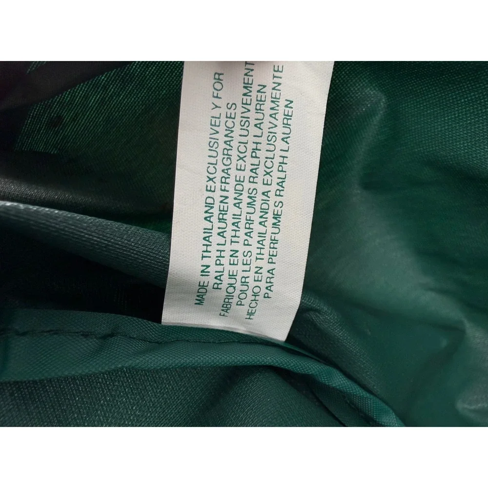 Polo Ralph Lauren Fragrances Green Canvas Duffel Bag Weekender Brown Trim Mens